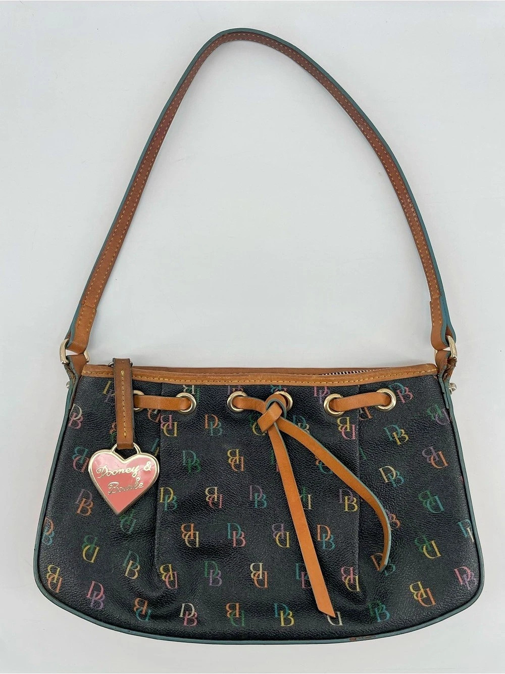 Vintage Dooney & Bourke Rainbow Monogram Leather Shoulder Bag